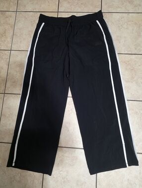 Black Track Pants with White Side Stripe